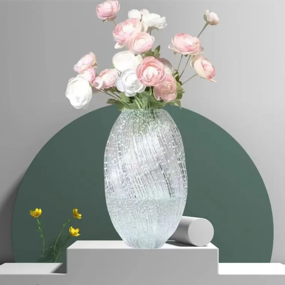 Maltose Crystal Luminous Glass Vase Transparent Handmade Twisted Clear Vase Thickened Large Capacity Hydroponic Flower Pot