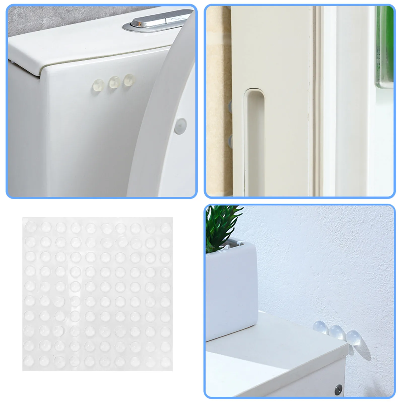 1Sheet Clear Silicone Adhesive Bumpers Cabinet Door Wall Protectors Noise Absorbing Buffer Pads for Drawers Picture Frames