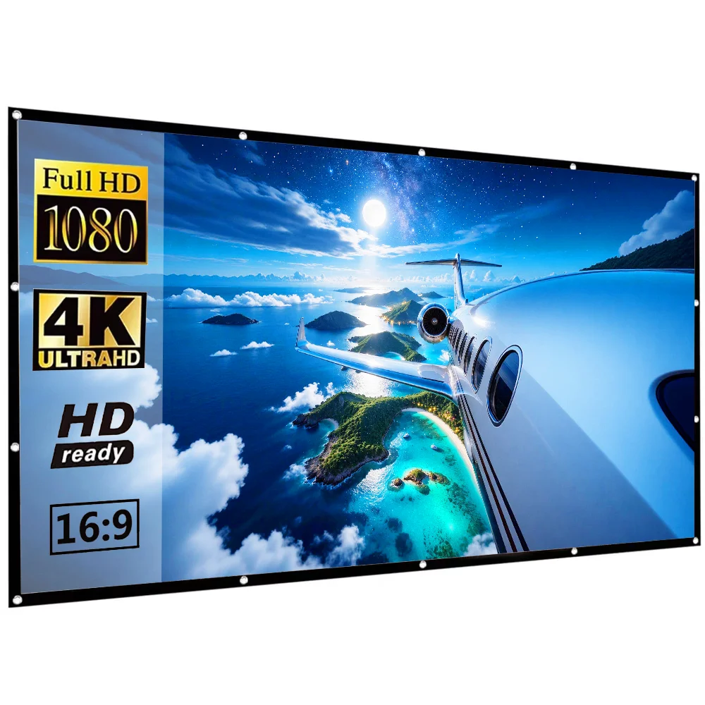 Projector Screen 100 Inch - Simple Foldable Projection Screen 60 72