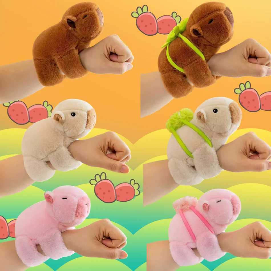 New Capybara Clap Circle Toys Slap Snap Wrap Wristband Bracelet Capybara Plush Hand Ring Fun Pop Circles Kids Christmas Gift