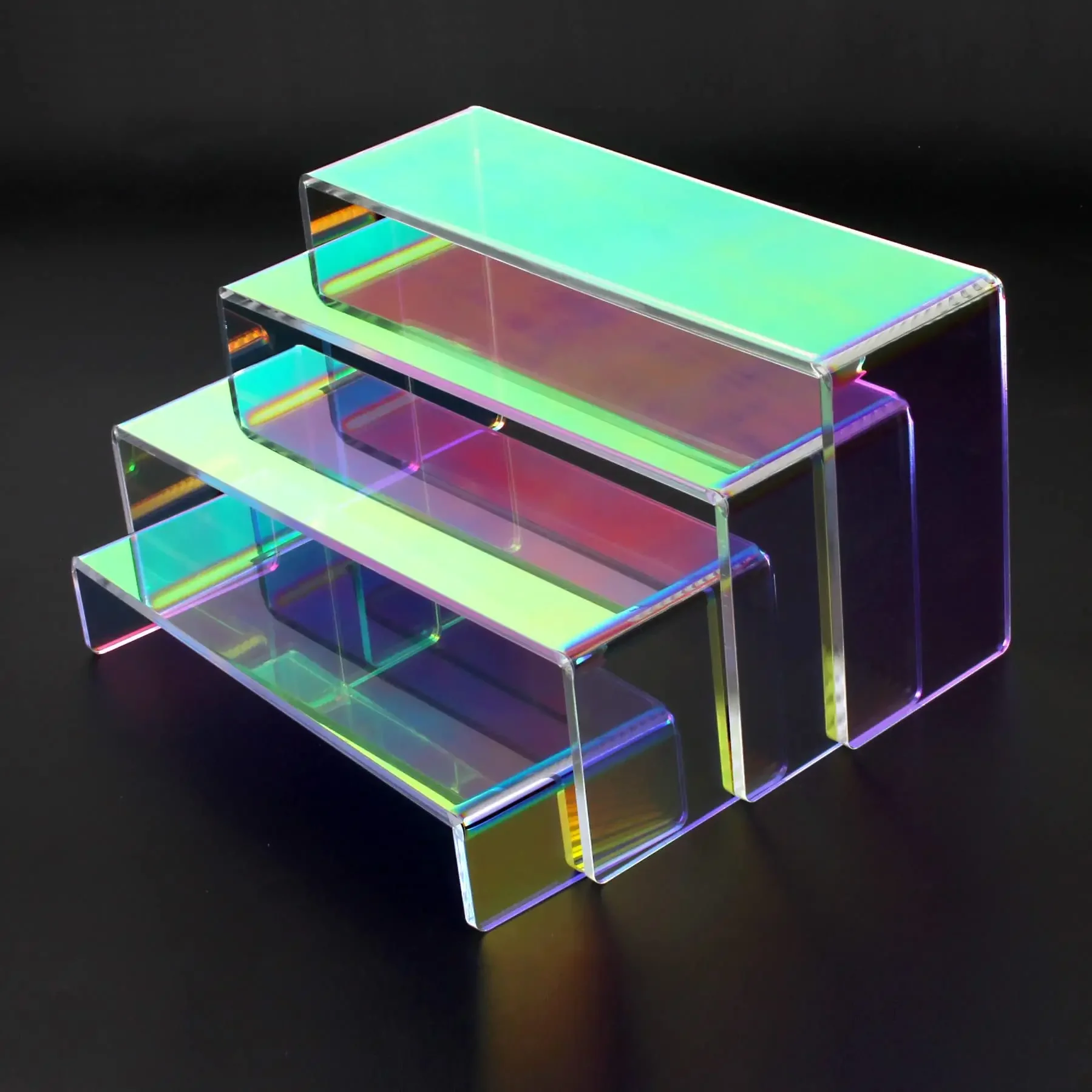 Acrylic Colorful Display Stand, 3/4/5-Piece Combination Blind Box Toy Storage Rack, Tiered Stand for Jewelry and Cosmetics