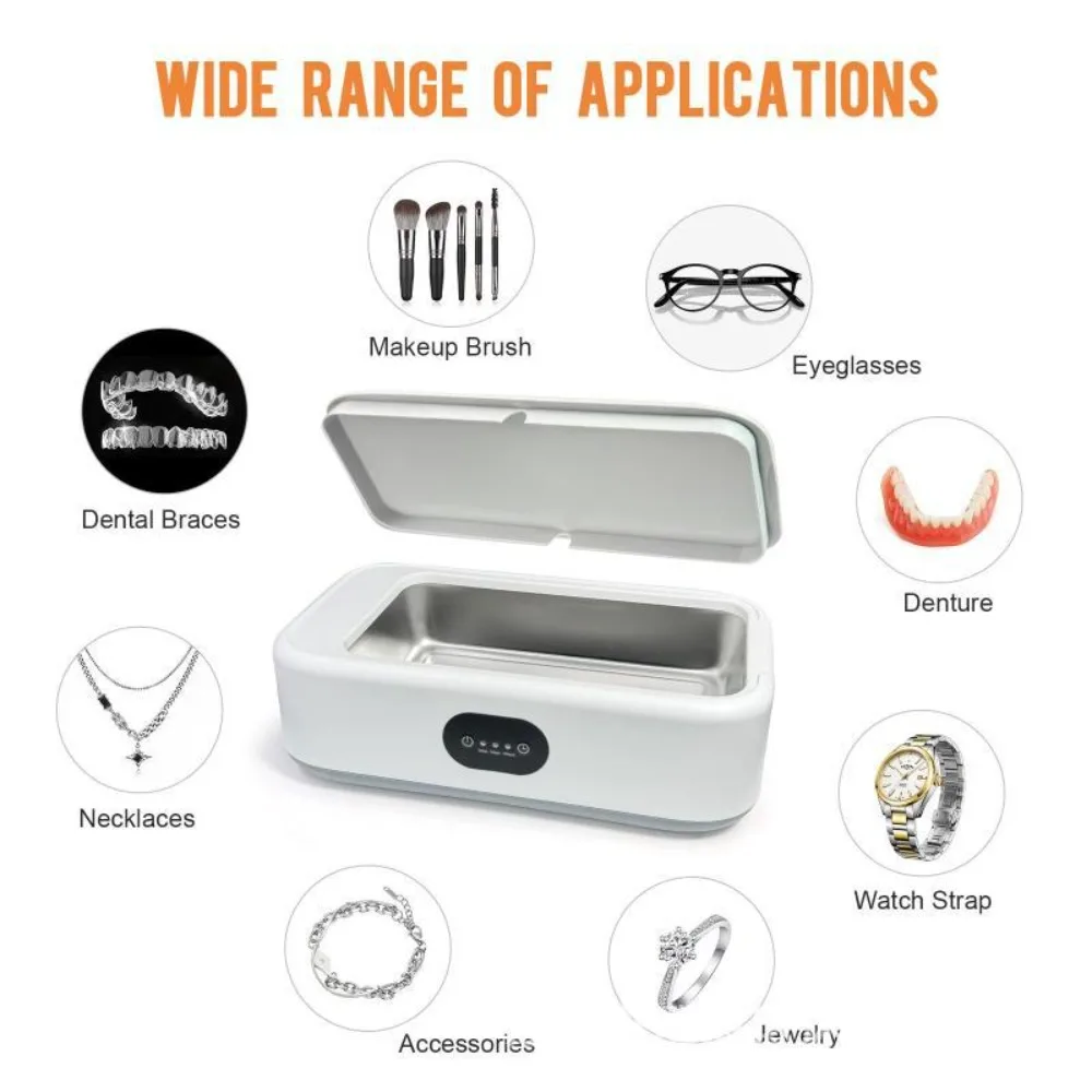 

Ultrasonic Cleaning Machine Time Setting Dentures Small Cleaning Glasses Jewelry Braces Jewelry Portable 640ml Household Sonic