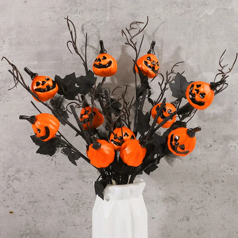 1-3Pcs Halloween Grimace Pumpkin Black Maple Horror Grimace Pumpkin Bouquet Home Halloween Party Decorations