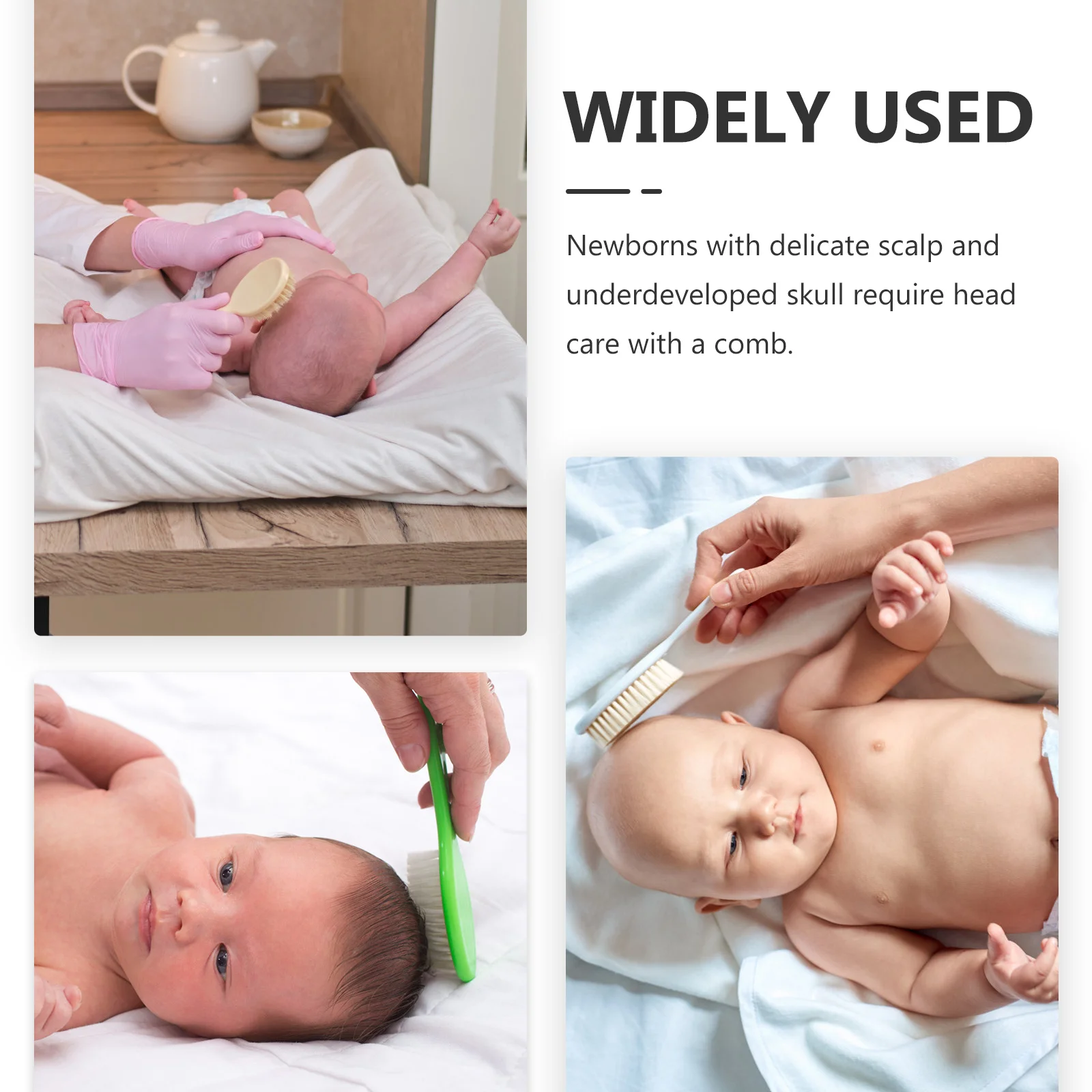 

1Set Infant Massage Hair Brush and Comb Kit Baby Grooming Detangling Bathing Care Lightweight Portable White Baby Hair Brush