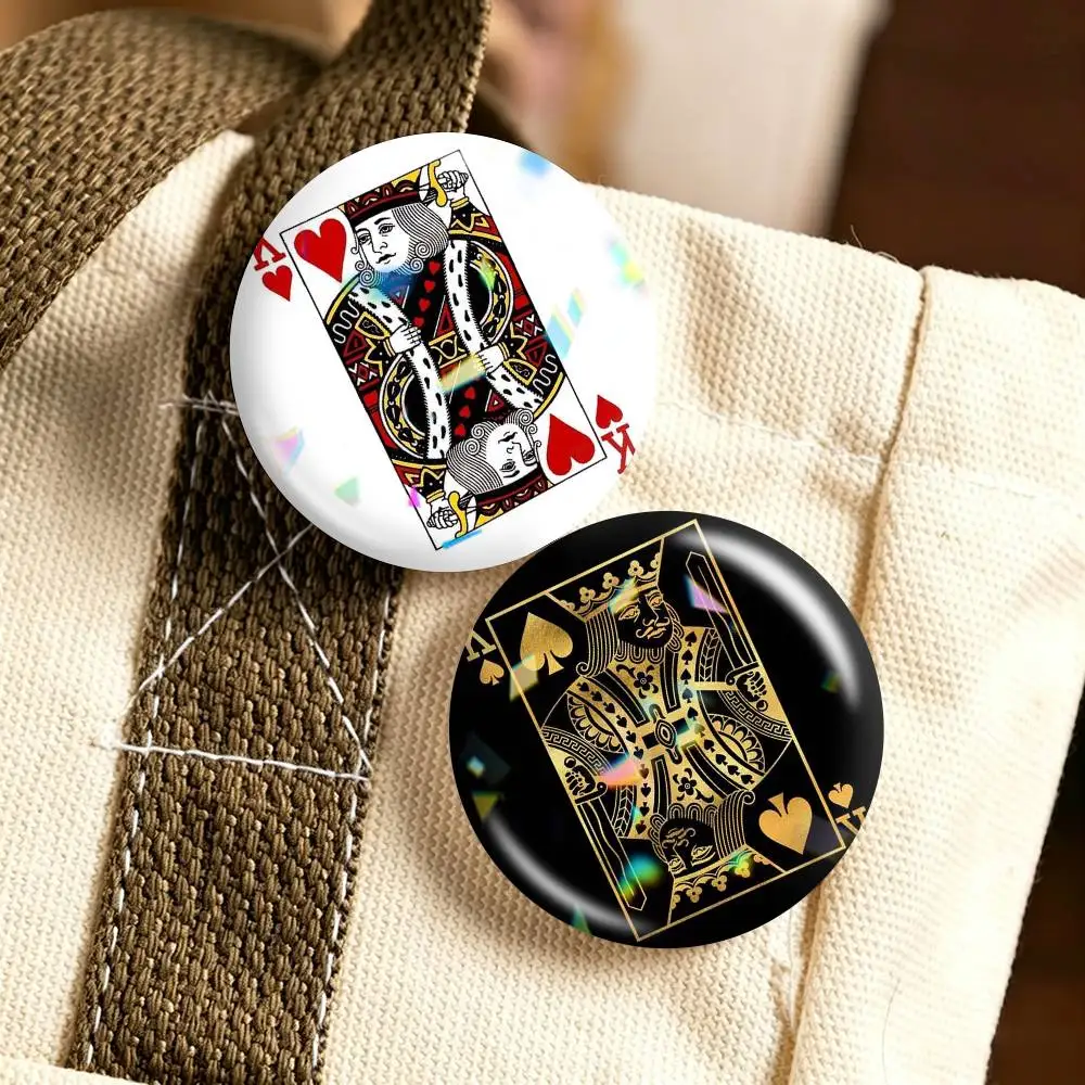K-King P-Poker  25 32 44 58 75mm Badges Personalized Round Brooches Pins Accessory Gift