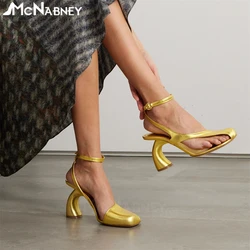 Tabi Toe Strang Heel Sandals Plain Colour Ankle Strap Leather Summer Heels Fashionable Designer Style Custom Women's High Heels