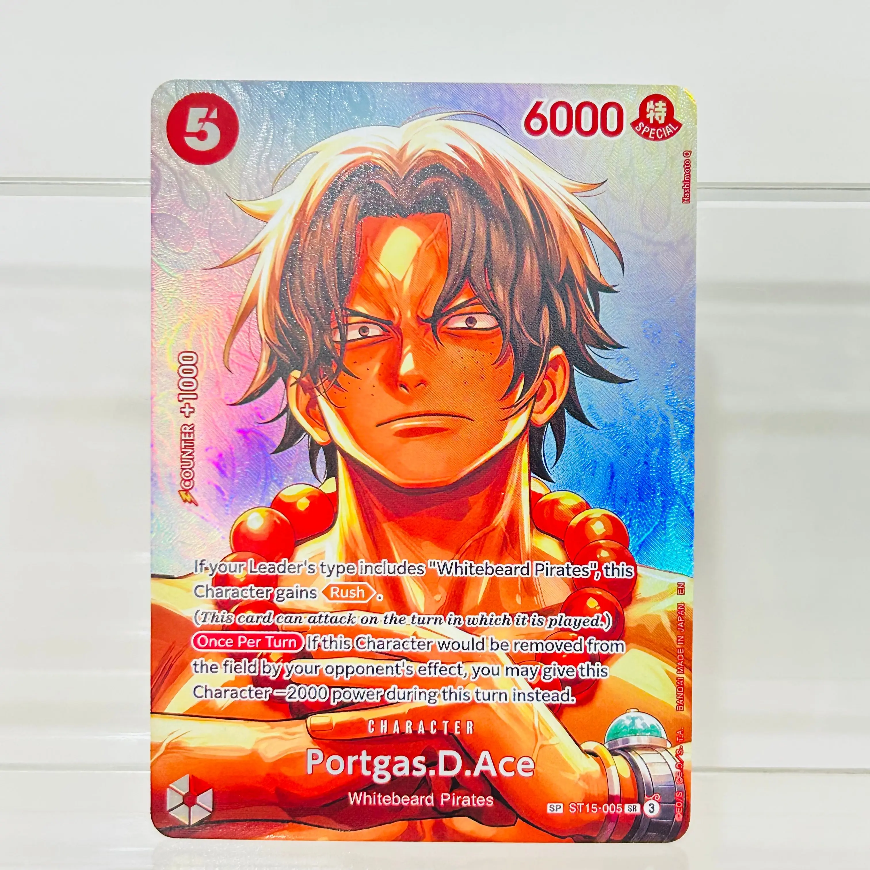 One Piece Ace ST15-005 SR Character Card English Holographic Texture Cards Collectible Grade DIY Premium Anime Collection Card