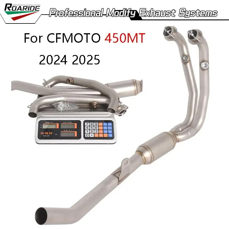 Header Link Rohr für CFMOTO 450MT 2024 2025 Slip On Motorrad Auspuffanlage Vorderrohr Edelstahl Connect Original Rohr