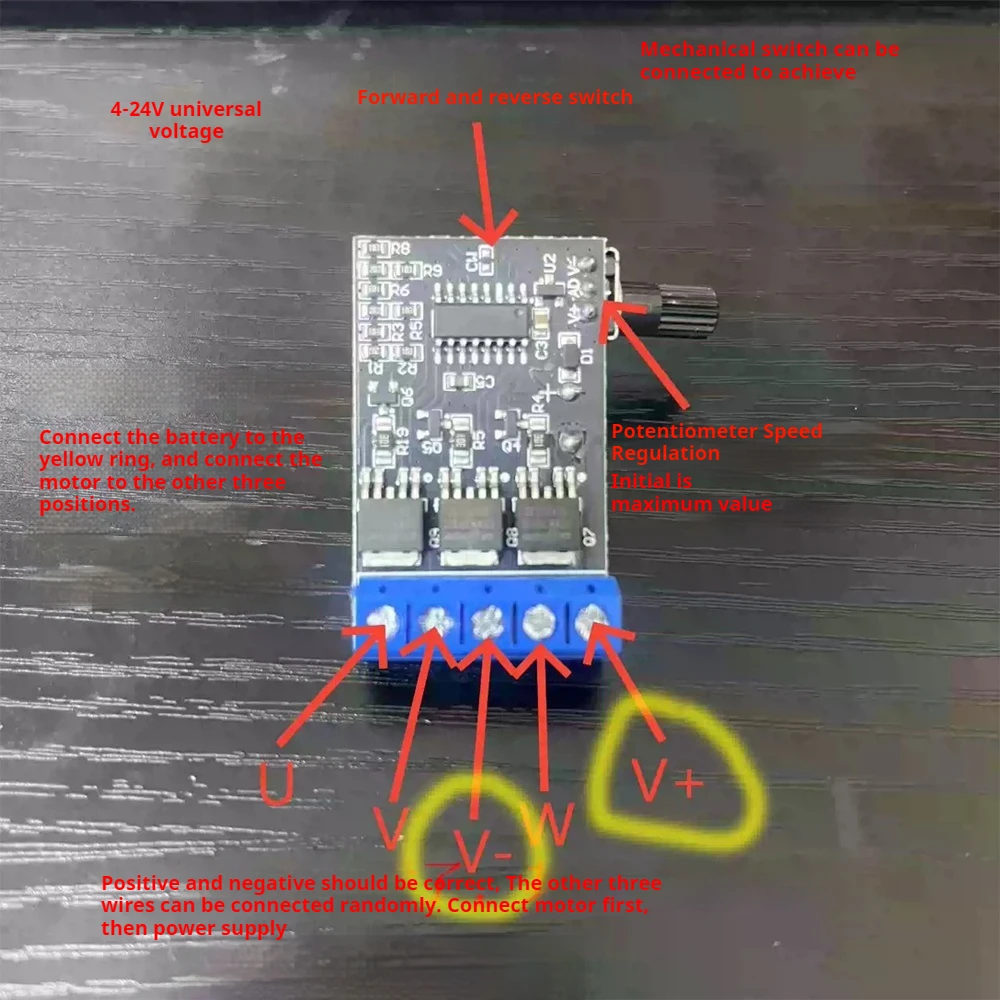 4V-24V Three-Phase No Hall Motor Drive Module High-Speed Brushless Motor Speed Controller DC Stable Speed Controller For Drone