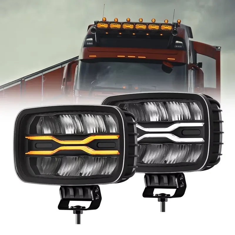 E-mark 9" LED Driving Light 180W Long Range Dual Color White Amber DRL Chasing 12v 9inch Truck Auxiliary Light E9 Certified