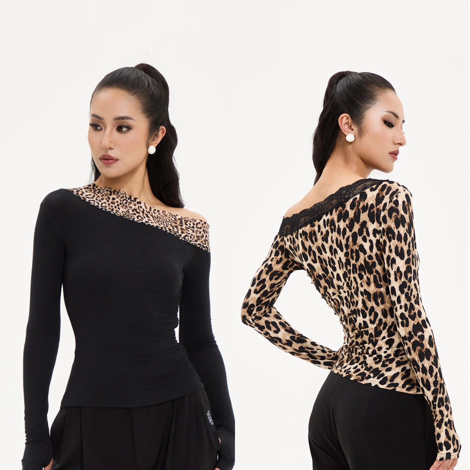 

Женские топы для латинских танцев, кружевные топы с косыми плечами для взрослых, румба, сальса, танцевальная тренировочная одежда, одежда для бальных танцев