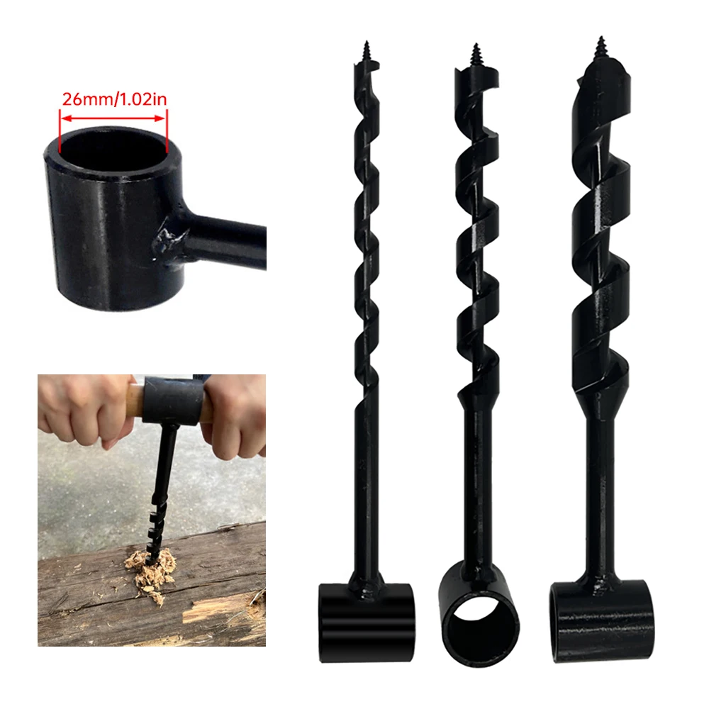 1Pcs Manual Auger Hand Twist Drill Woodworking Manual Twist Drill Outdoor Extended Drill Bit Alloy Drill Bit 10/12/16MM