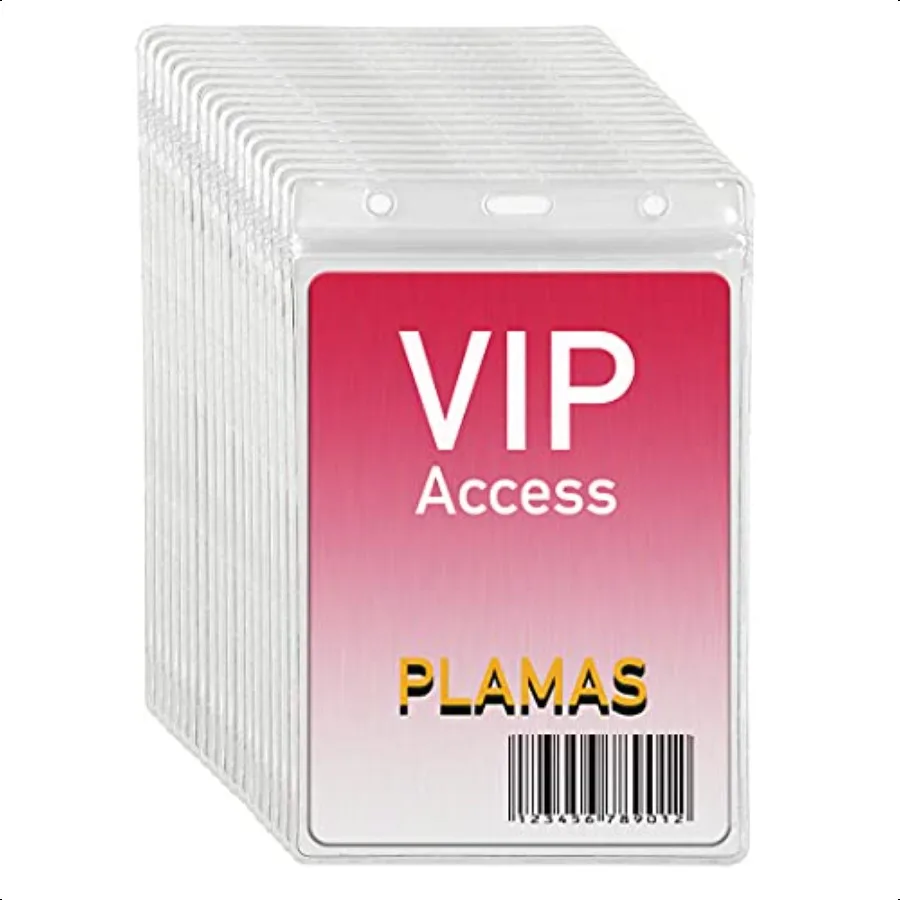

50Pcs Sealable Name Badge Holders Large Vertical VIP Badge Holder Fit 3.5 x 5 Inserts Clear Plastic Name Tag Holder Resealable