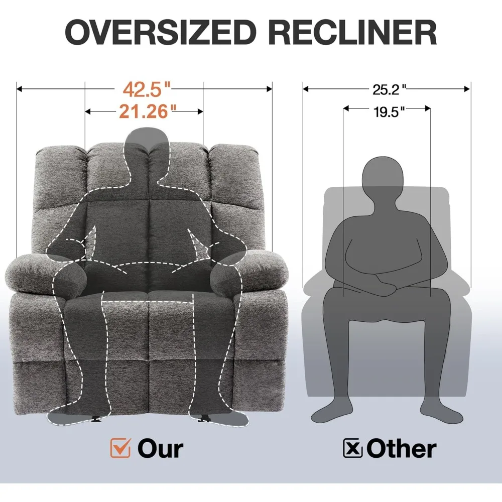 Oversized Recliner Rocking Chair,Lazy Boy Manual Recliner Chair, Extra Wide Living Room Recliners