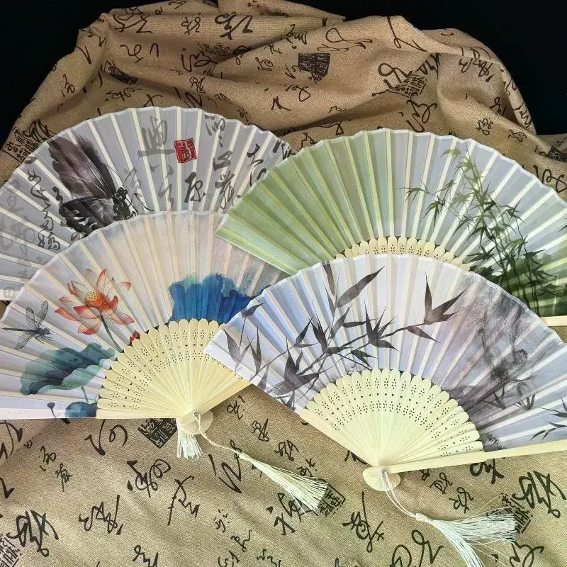 1개 접이식 부채 중국풍 빈티지 대나무 태슬 댄스 핸드 - Art And Craft Photos 리뷰 및 가격