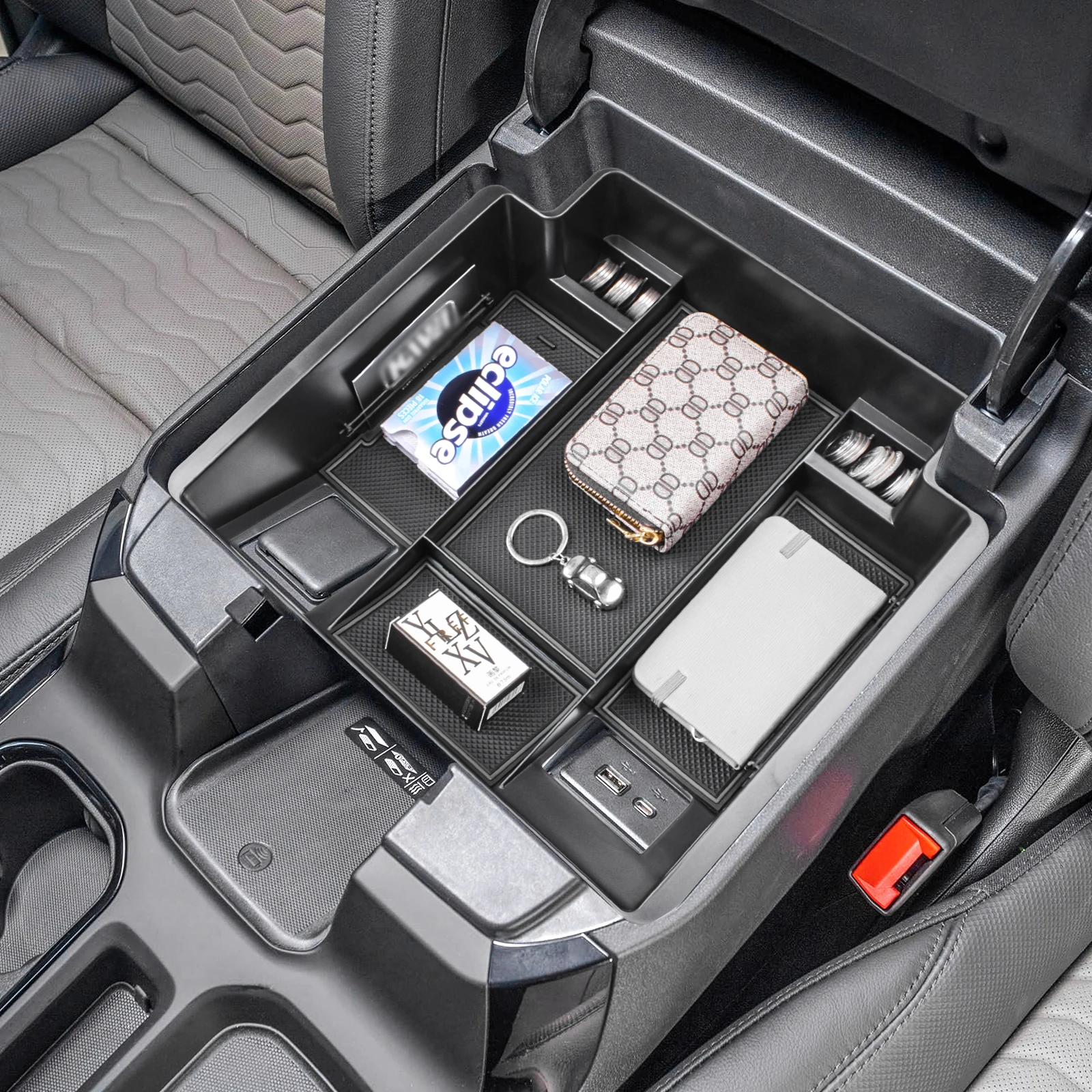 Center Console Organizer Compatible For 2023-2025 Chevrolet Silverado and GMC Sierra 1500，2024 Silverado/Sierra 2500HD 3500HD