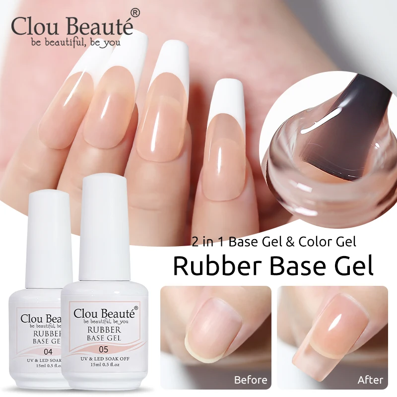 Clou beaute-UV LED機能を備えたゴム製ベースコート,6色,クイックエクステンション,トップエンハンスメント,透明ソークオフ