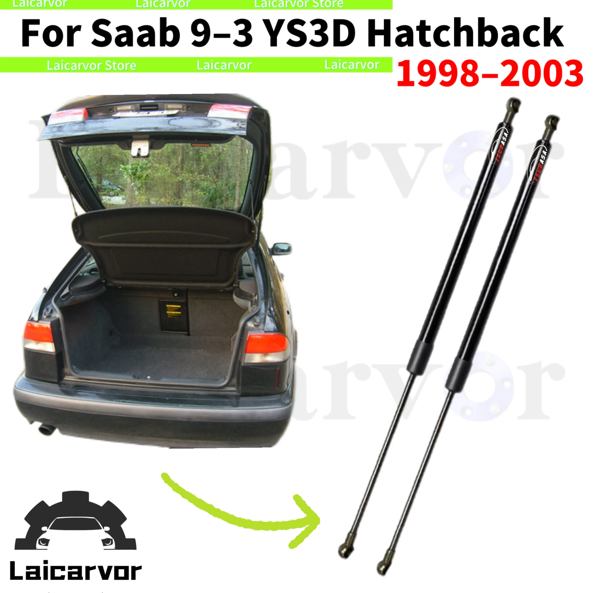 

QTY2 Trunk Struts For Saab 9-3 YS3D 1998-2003 Hatchback 5022082 Rear Tailgate Boot Lift Supports Damper Shock Absorbers Prop Rod