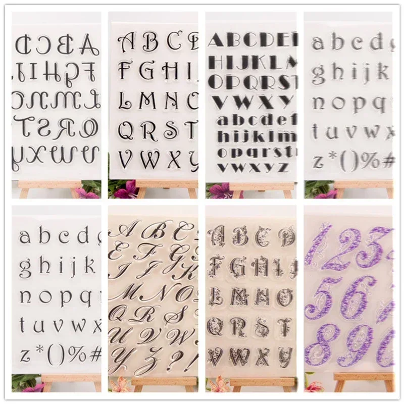 Clear Stamps, Vintage Letter and Number Transprent Rubber Stamp for DIY Craft Card Making Happy Planner Scrapbooking Supplies