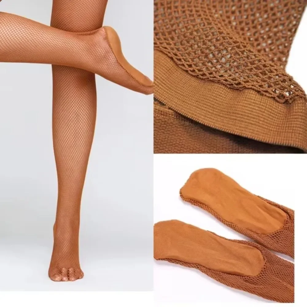 Professional Hard Mesh Tights Latin Dance Fishnet Stockings Competition Special Pantyhose Sole Non Slip Bone Line Oxford Socks