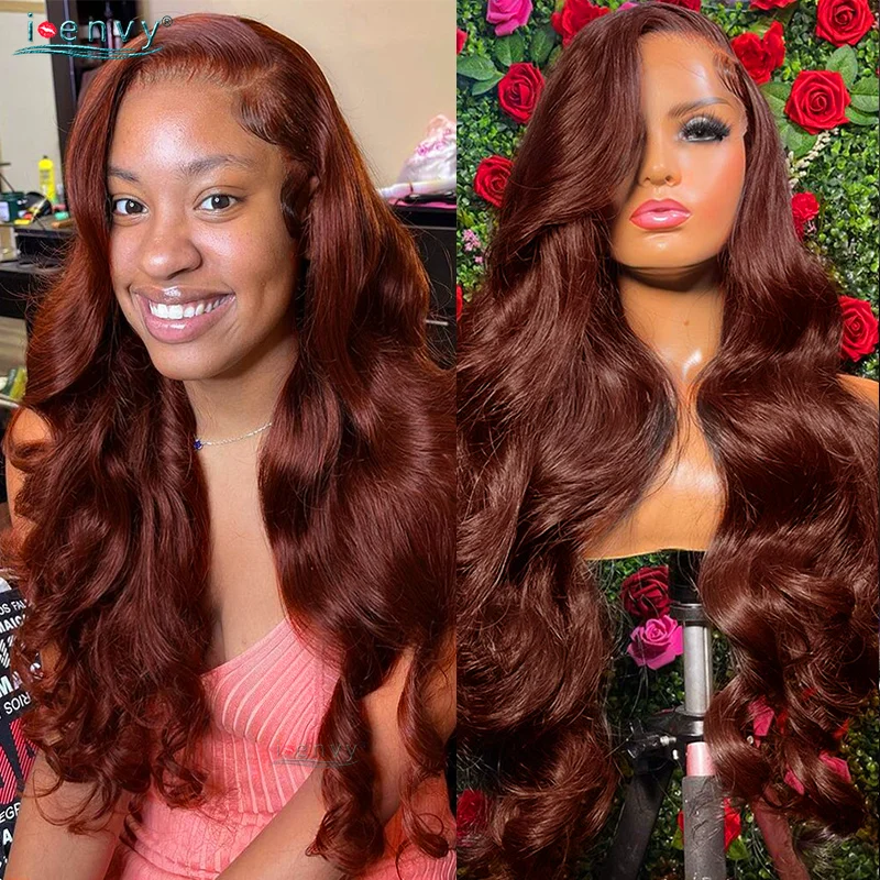 

Auburn Reddish Brown Body Wave Human Hair Wigs Colored Brown Lace Front Wigs Copper Brown Transparent Hd Lace Frontal Wigs Remy