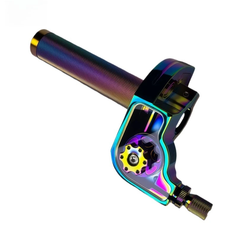 Universal CNC Aluminum Durable Quick Turn Twist Throttle Grip Tube Vacuum Plated Rainbow Color for 22mm Motorcycle