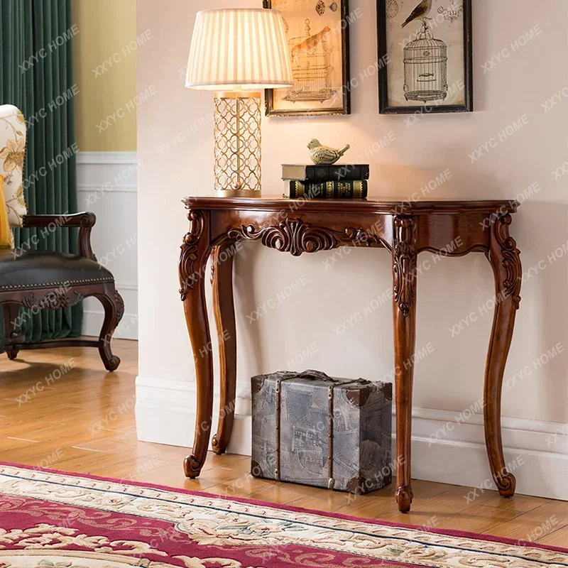 Solid wood carved entryway partition foyer decorative table