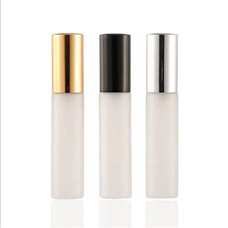 

25pcs Mini Perfume Bottles Gold Silver Black Lid Cosmetic Refillable Container Empty Frost Glass Mist Spray Sample Bottle