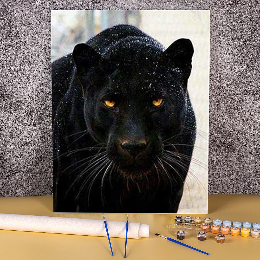 Animal Black Panther Coloring By Numbers Painting Package Acrylic Paints 40*50 Picture By Numbers Photo  Paintings For    Art