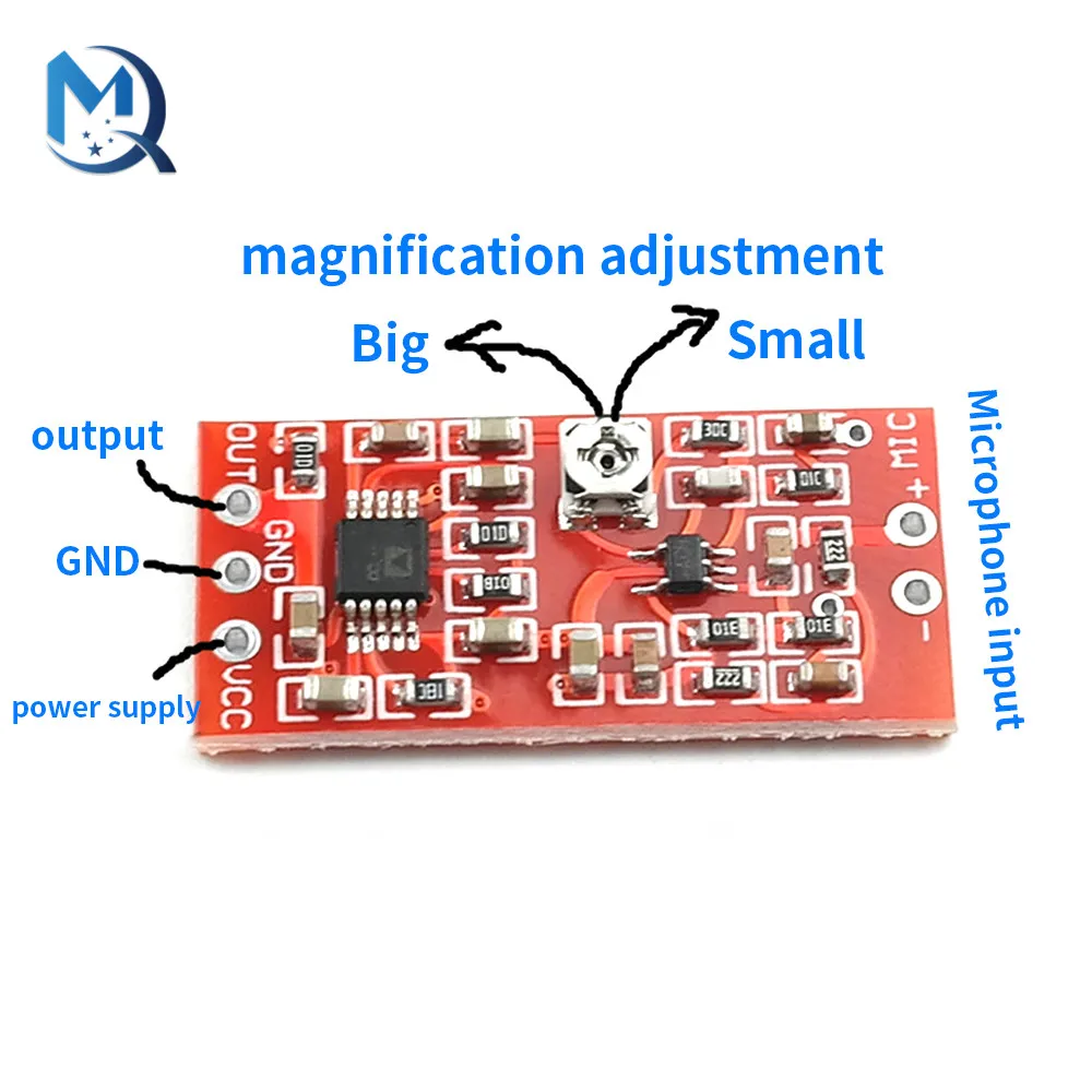 MAX4466 Electret Microphone Preamplifier Module with SSM2167 Voice Compression Amp