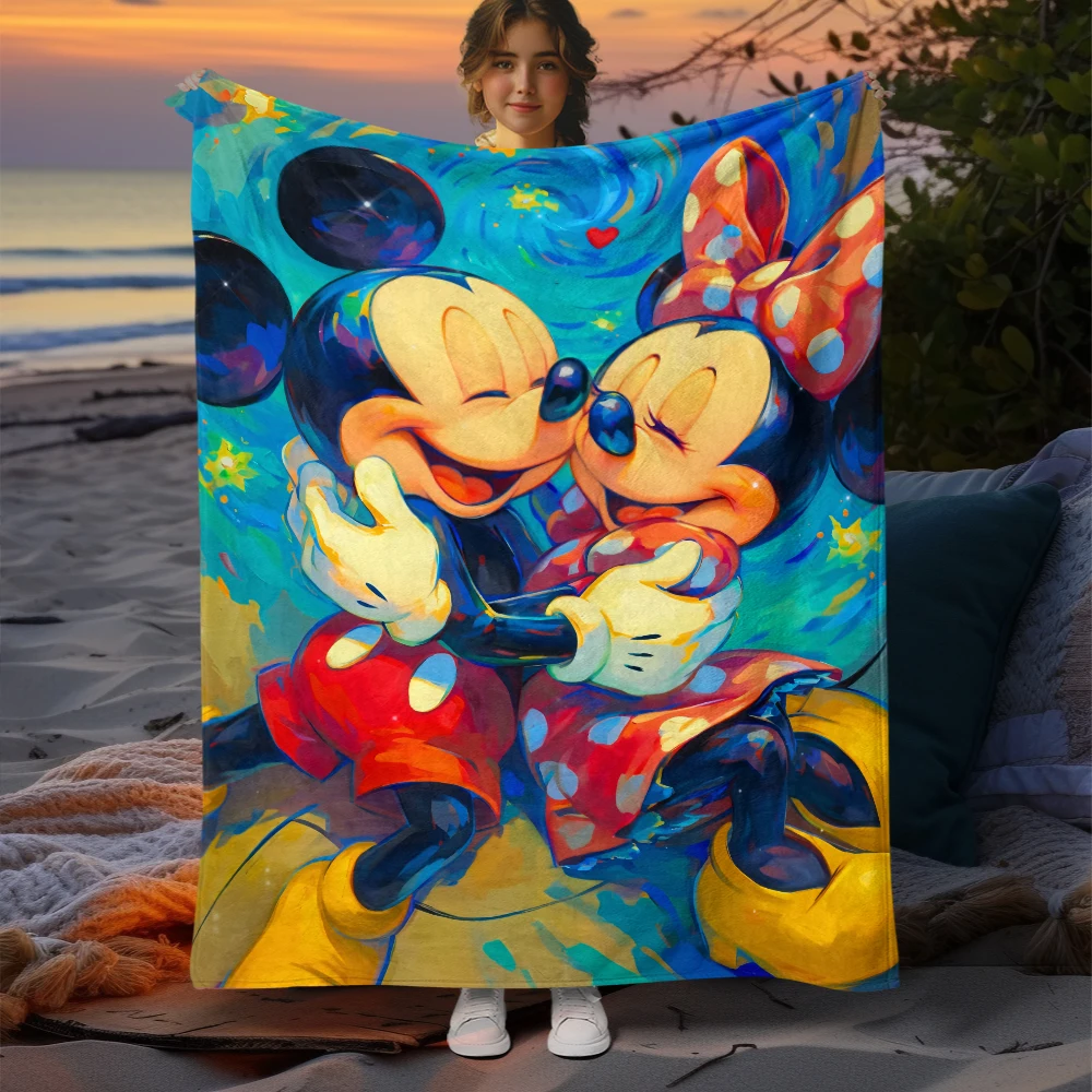 Minnie Mouse Cartoon HD Printed Flannel Blanket.Sofa,Bedroom.Bed Home Office Nap Blanket Car,Camping,Travel Picnic Blankets Gift