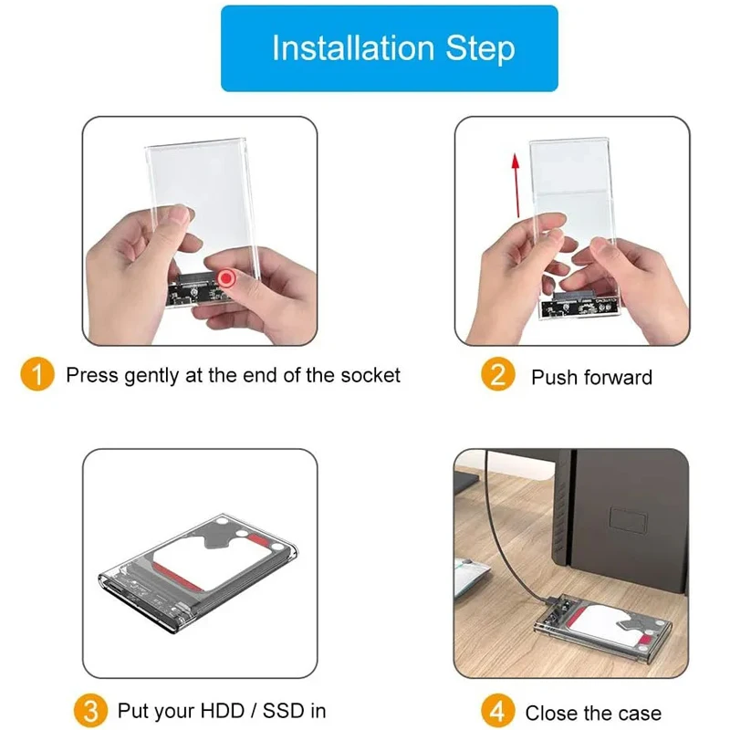 Gudga case 2.5 sata para usb 3.0 5 gbps transparente portátil móvel externo 2.5 gabinete hdd para disco ssd hdd caixa suporte pc uasp caso ssd caso para hd externo externo adaptador ssd caso hdd usb 3.0 2.5 caixa exter