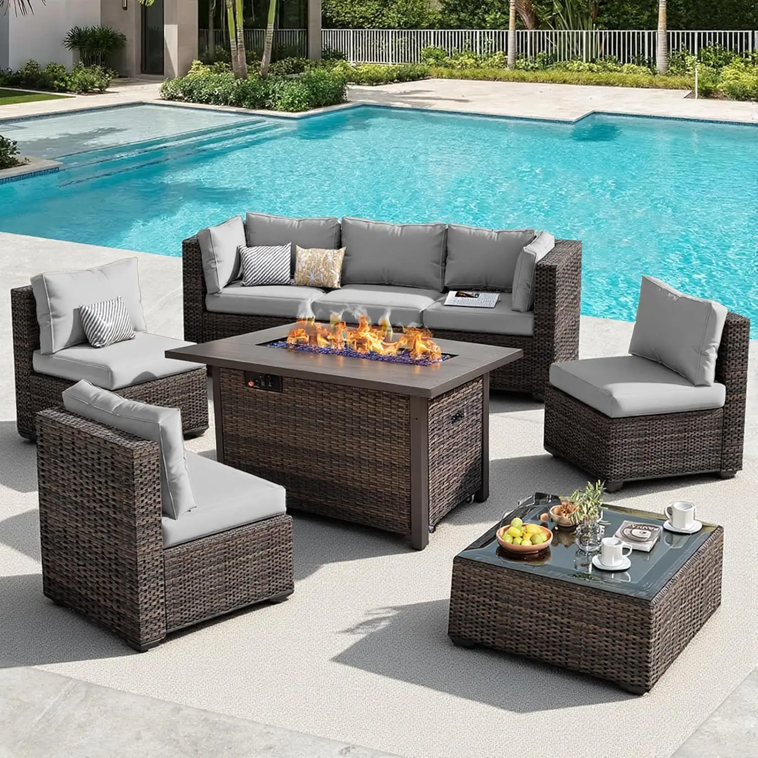 8  Outdoor Sectional Patio Set with 42