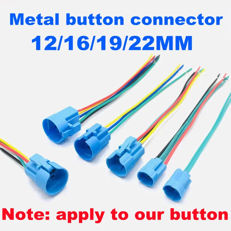 Metal Button Connector 12/16/19/22MM metal button switch tail line socket line length 150MM 2345 lines