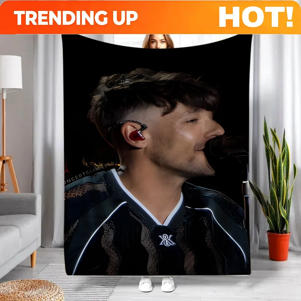 Customize 1pc Vocalist L-Louis T-Tomlinsons Pattern HD Printed Flannel Blanket, Soft And Warm Blanket, Can Be Used As Nap Blanke