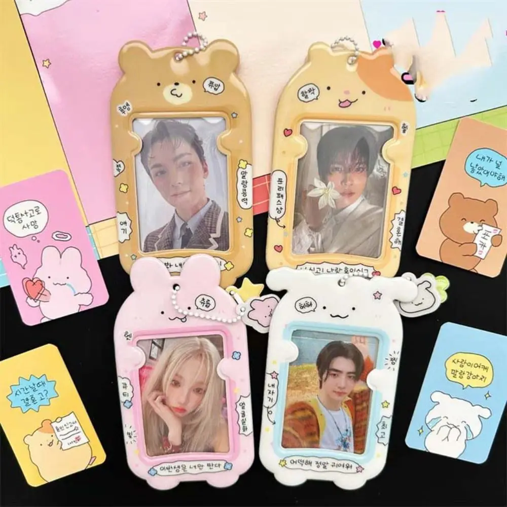 

Kawaii Cartoon Korean Idol Photocard Holder Pendant Animal Animal Card Sleeve Korean Style INS Bus Card Holder Student