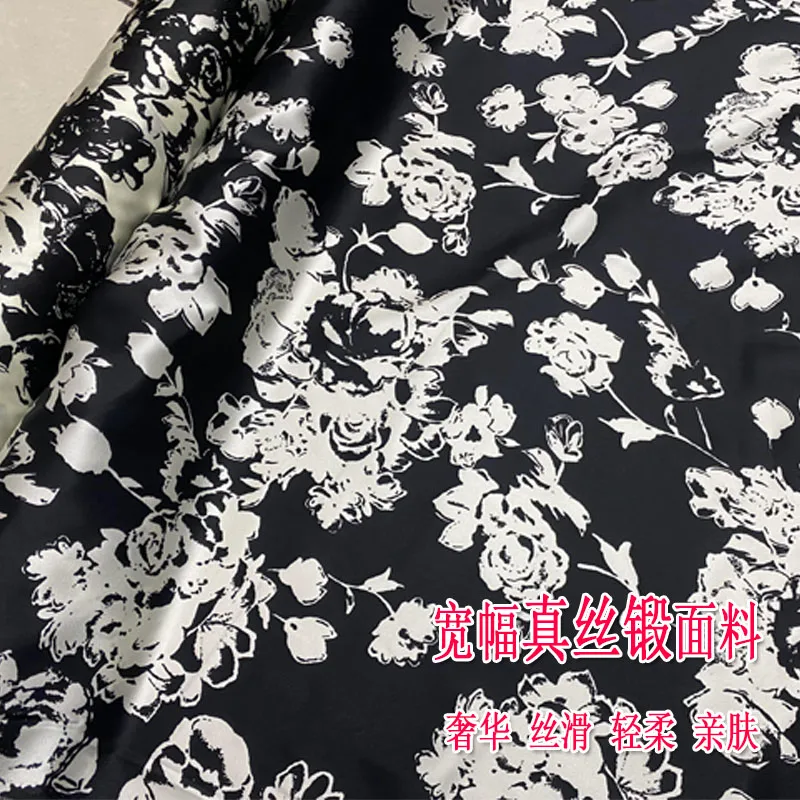 

Летняя высококачественная широкая шелковая кованая ткань с цветочным принтом, классическая рубашка и пижамная ткань Cheongsam, одежда