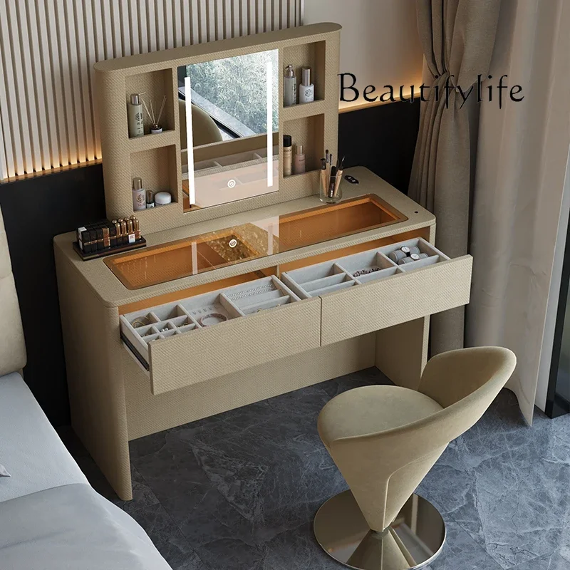 G Italian Light Luxury Dresser Smart Liftable Hidden Mirror Makeup Table Bedroom High-end Solid Wood Makeup