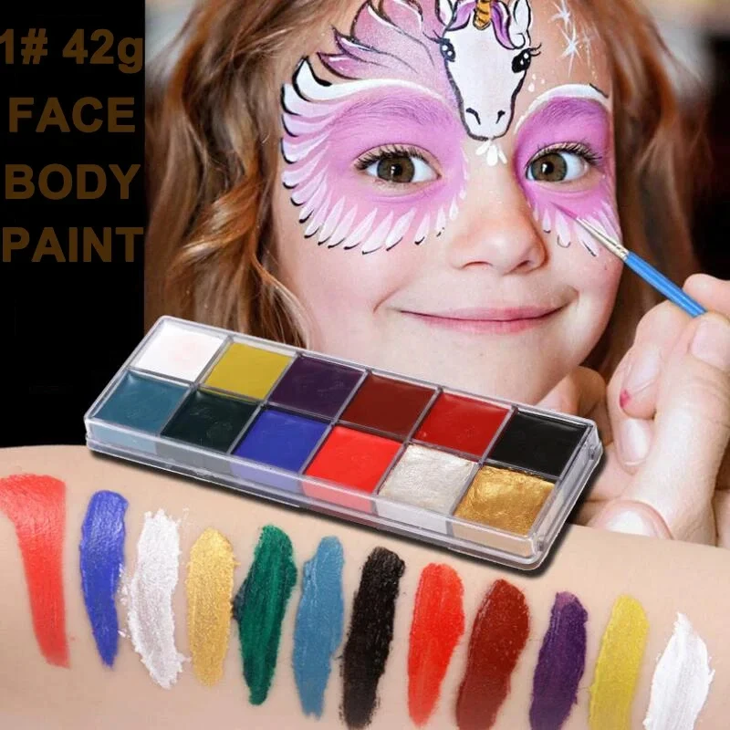 12 Colors Face Body Painting with 6/10 Brushes Halloween Party Professional Special Effects Makeup Kit