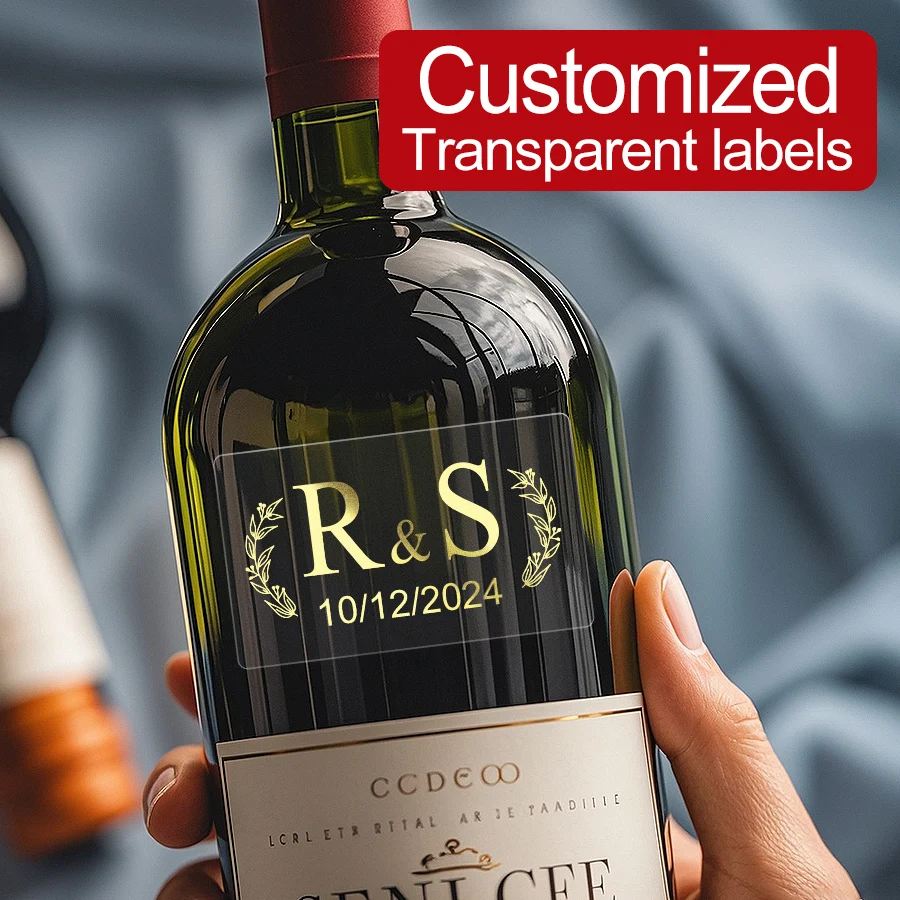 Personalized Golden Waterproof Clear Stickers - Custom-Made Transparent Labels for Special Events, Gift Wrapping, Favors