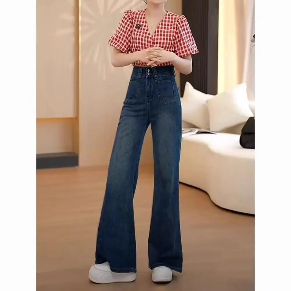 ストレートジーンズ女性カーゴポケットマルチポケットユーティリティ作業服ミリタリー迷彩女性デニムファッションストリートスタイルベーシック