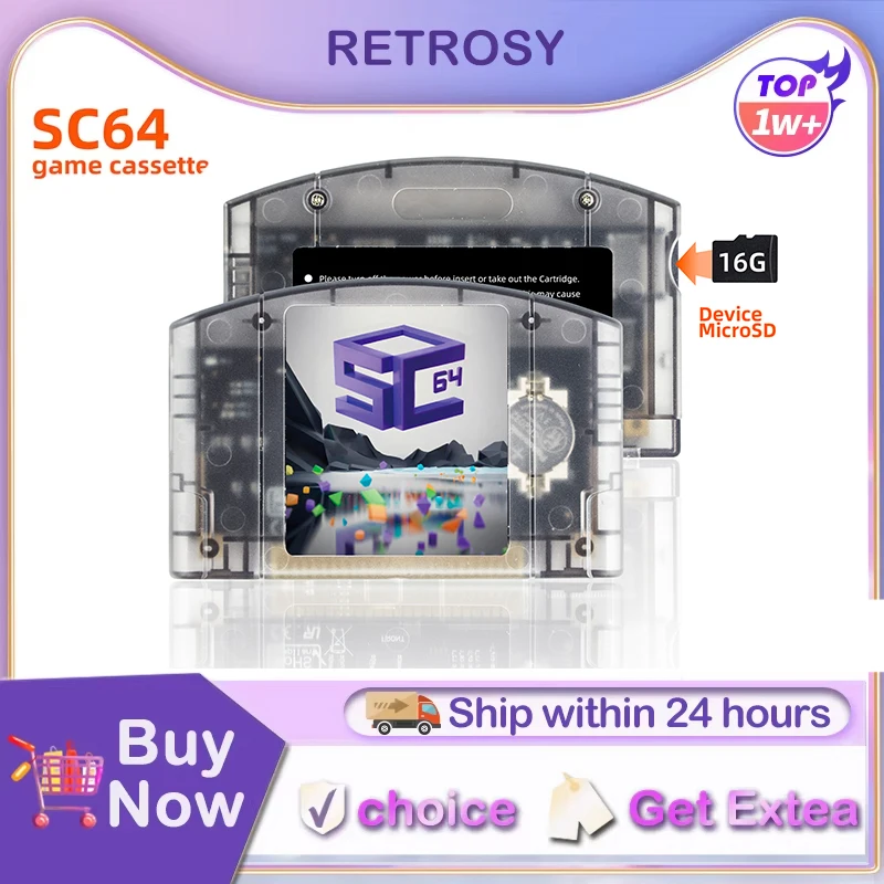 Retro SC64SummerCart Game Card 1000 in 1 Game Cartridge for Nintendo 64 N64 Video Game Console Region Free With 16GB card