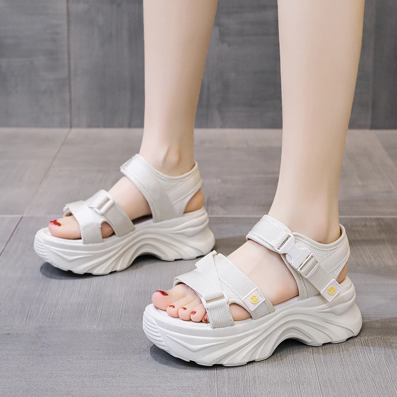 2023 Sexy Open-toed Women Sport Sandals Wedge Hollow Out Ladies Sandals Outdoor Cool Platform Shoes Student Beach Summer Shoes