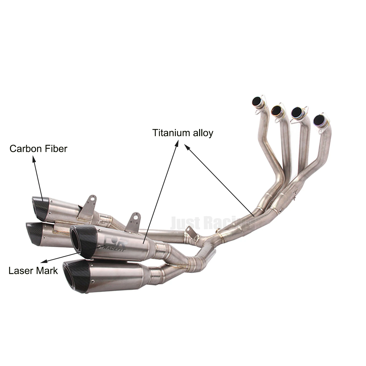 Titanium alloy Exhaust System Front Link Carbon Fiber Muffler Pipe For Kawasaki Z1000 Ninja Z 1000 2010-2019