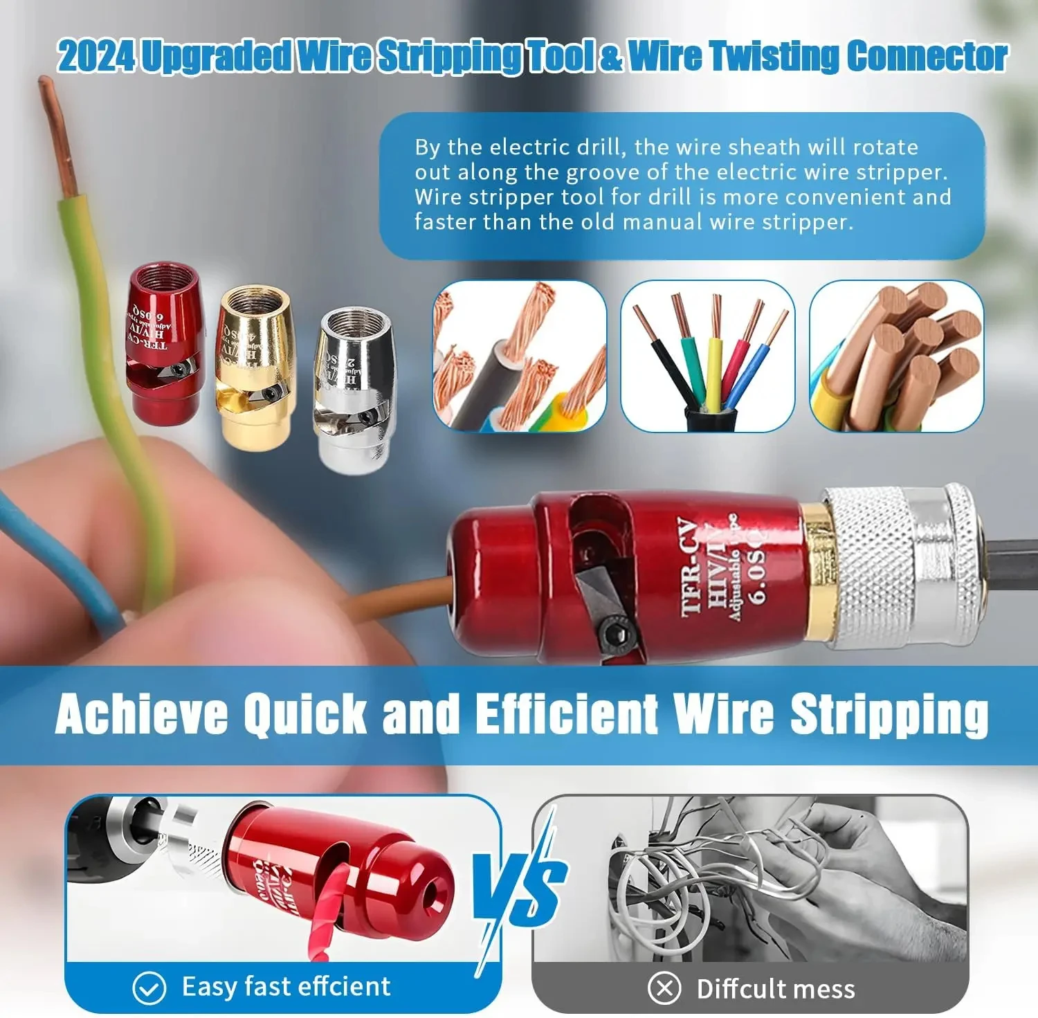 Electric Wire Stripper for 2.5/4/6 Square Wire Cable Automatic Stripping Tool Electric Wire Peeling Machine for Electrician image 4