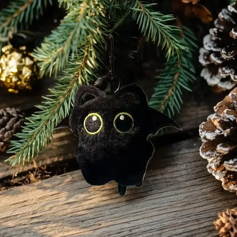 Lovely Plush Black Cat Doll Keychain, Small Stuffed Kitten Pendant for Bag Backpack, Birthday Gift for Boy Girl