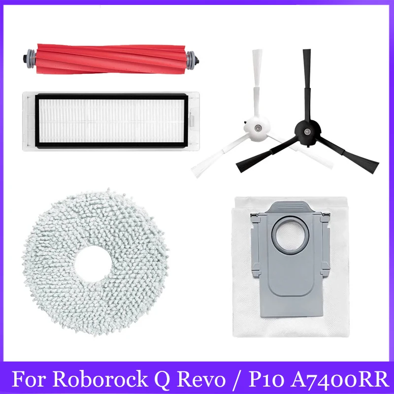 For Roborock Q Revo / P10 A7400RR Vacuum Cleaner Spare Parts Main Side Brush Hepa Filter Mop Cloths Rag Dust Bag Accessories