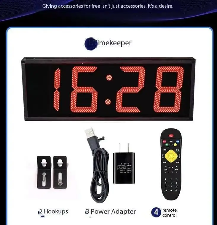Large 10 Inch Red Digital LED Wall Clock With Temperature Display Outdoor Waterproof Pool Tool & Accessory