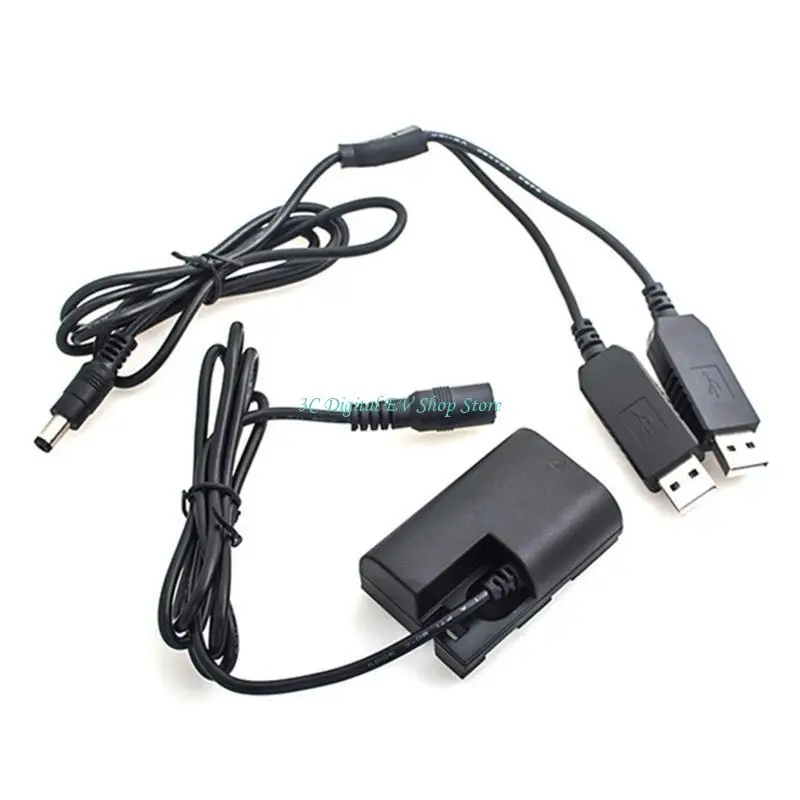 

E74D Dual USB Cable DR-E6 Dummy Battery Advanced Stable LP-E6 Full Decoding for 5D2