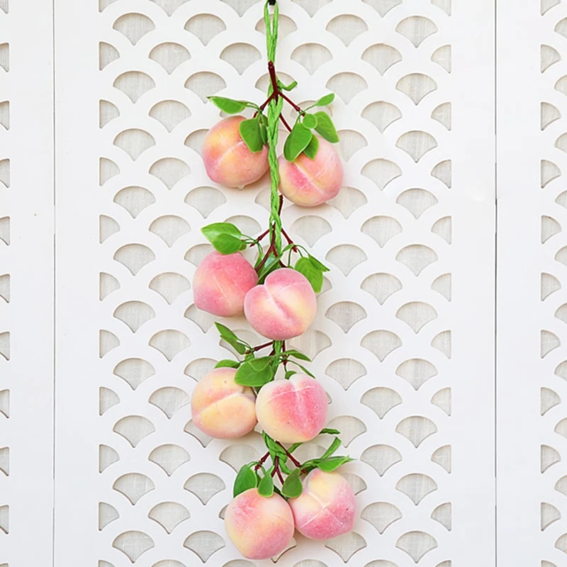 Artificial Peach Branches Simulation Fruit Skewer Fake Fruit Props for Kitchen Table Party Decoration Anti Fading D08D